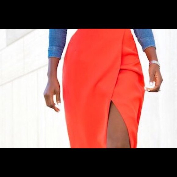 Dresses & Skirts - Neon Orange High Split Skirt